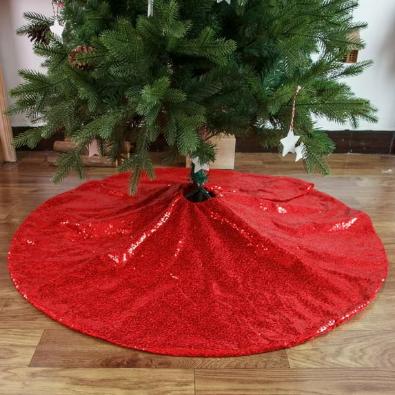 FlareFable 47Inch Colorful Christmas Tree Skirt Decorations, Tree Skirt Round Xmas Cover for Christmas Party Mat Indoor, Holiday Winter Home Christmas Decorations