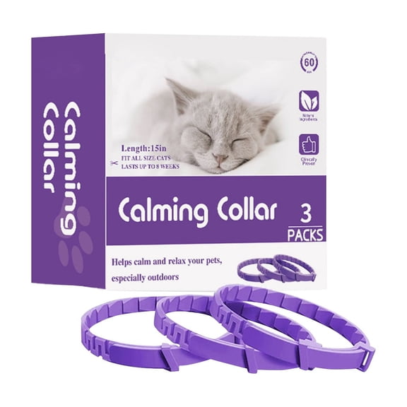 FlareFable Calming Collar for Cats, 3Pcs Cat Calming Collar with Long-lasting Release, Cat Anxiety Relief Collar, Cat Calming Product, Pheromone-Infused Behavior Support, Suitable for All Cat Breeds