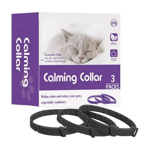 FlareFable Calming Collar for Cats, 3Pcs Cat Calming Collar with Long-lasting Release, Cat Anxiety Relief Collar, Cat Calming Product, Pheromone-Infused Behavior Support, Suitable for All Cat Breeds