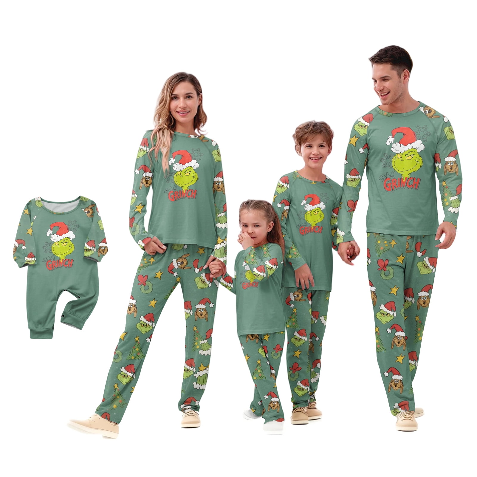 FlareFable Cartoon Green Elf Christmas Pajamas Set for Family, Funny ...