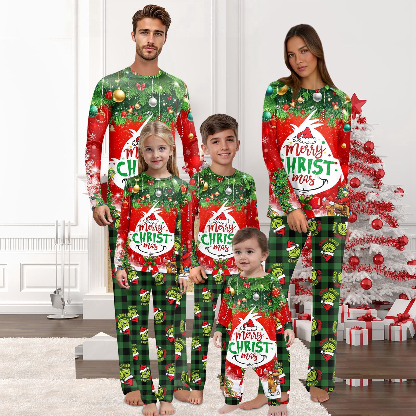 FlareFable Gr-inch Christmas Pajamas Matching Sets for Family, Holiday ...