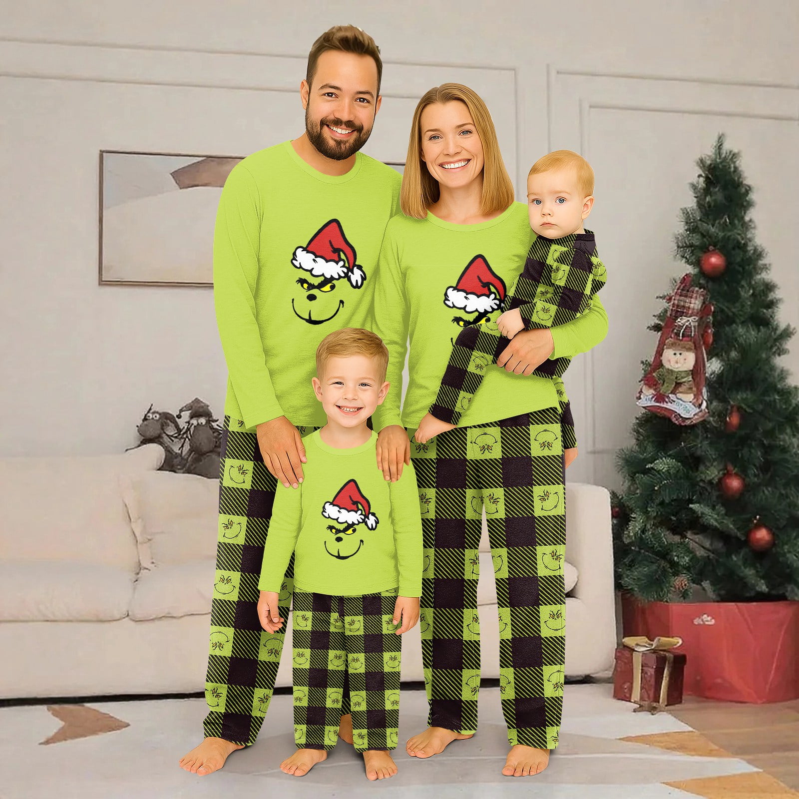 FlareFable Gr-inch Theme Matching Pajamas for Family, Family Christmas ...