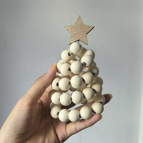 FlareFable Nordic Ins Style Wooden Bead Christmas Tree Decor, Perfect Christmas Decoration, Creative Mini Tabletop Ornaments for Xmas Home & Office Festive Decoration