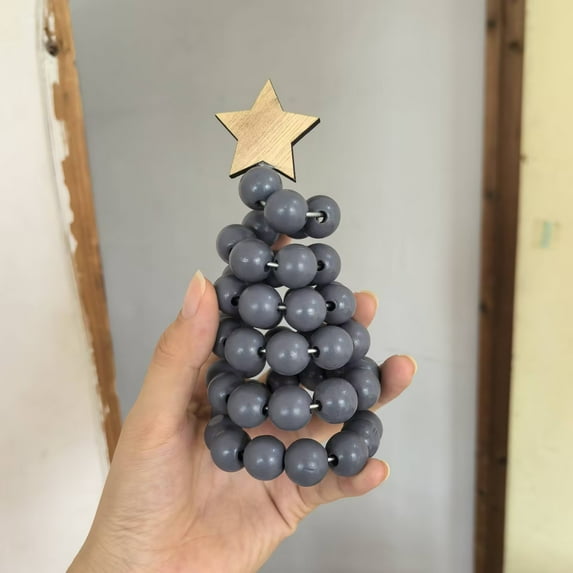 FlareFable Nordic Ins Style Wooden Bead Christmas Tree Decor, Perfect Christmas Decoration, Creative Mini Tabletop Ornaments for Xmas Home & Office Festive Decoration