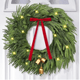 thumbnail image 1 of FlareFable Norfolk Christmas Wreath for Front Door, 24 inch Glowing Artificial Holiday Wreath with Bow & Bells, Front Door Christmas Decorations Indoor Outdoor, 1 of 10