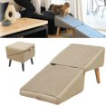 thumbnail image 1 of FlareFable Pet Steps Seat Mate Ramp for Cats & Dogs, Pet Friendly Multifunctional Ottoman Ramp with Frame and Ergonomic Design, Portable & Interactive Steps for High Bed to Dogs (White), 1 of 7