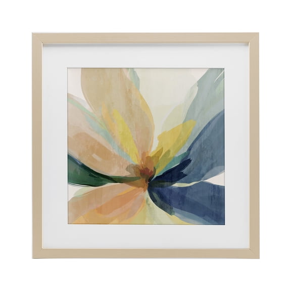 Flared Abstract Neutral Petals Birch Framed Print Under Glass, design by Irena Orlov