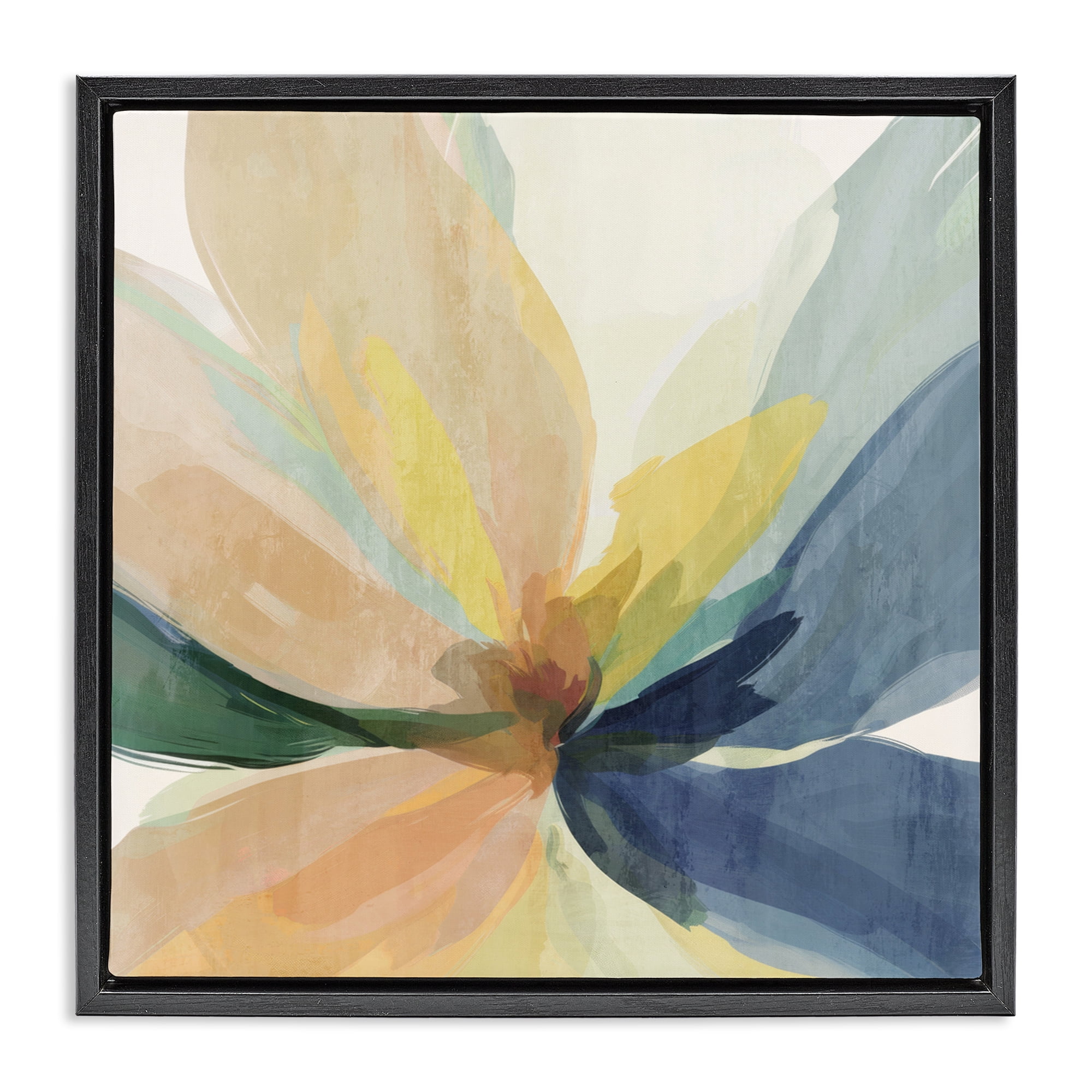 Flared Abstract Neutral Petals Black Framed Floater Canvas Wall Art, design by Irena Orlov