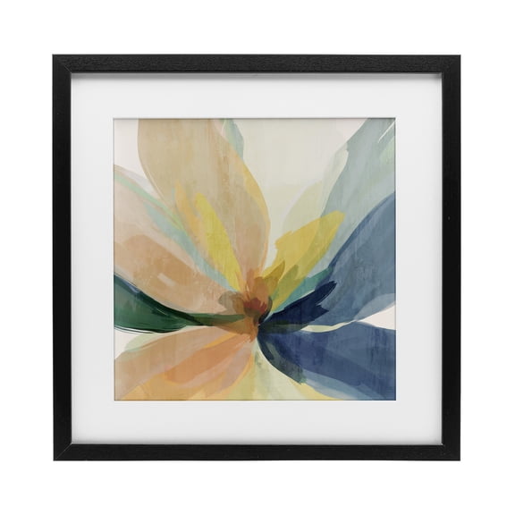 Flared Abstract Neutral Petals Black Framed Print Under Glass, design by Irena Orlov