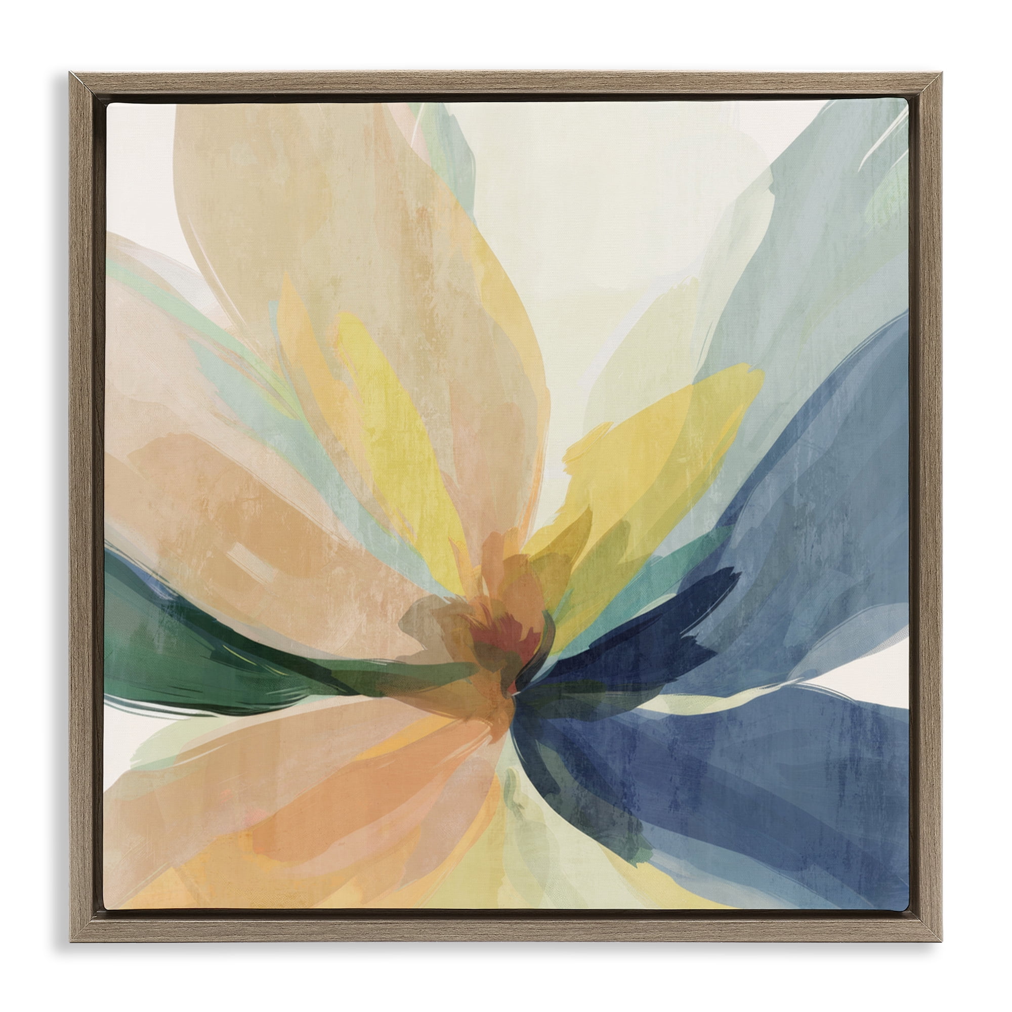 Flared Abstract Neutral Petals Brown Framed Floater Canvas Wall Art, design by Irena Orlov