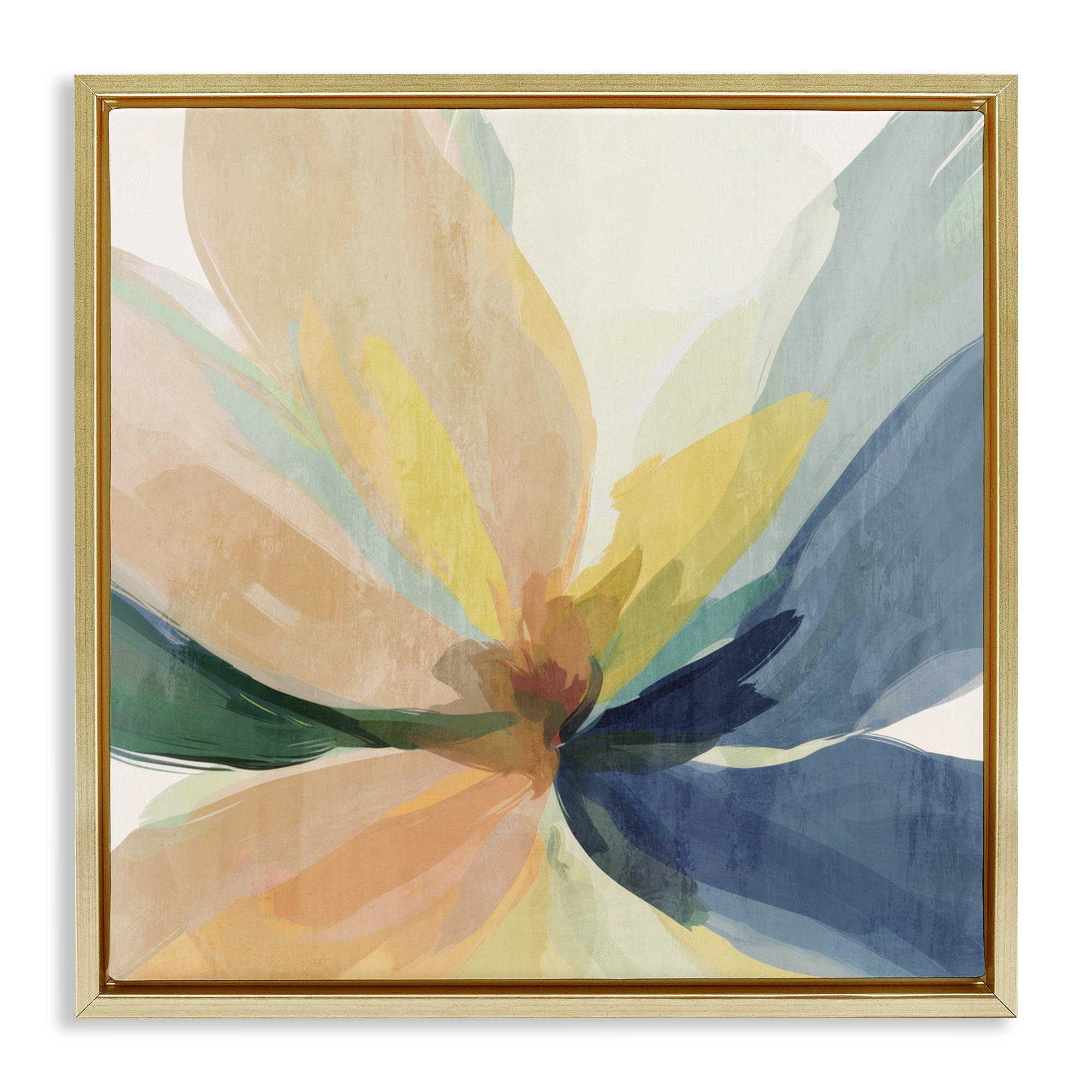 Flared Abstract Neutral Petals Gold Framed Floater Canvas Wall Art, design by Irena Orlov