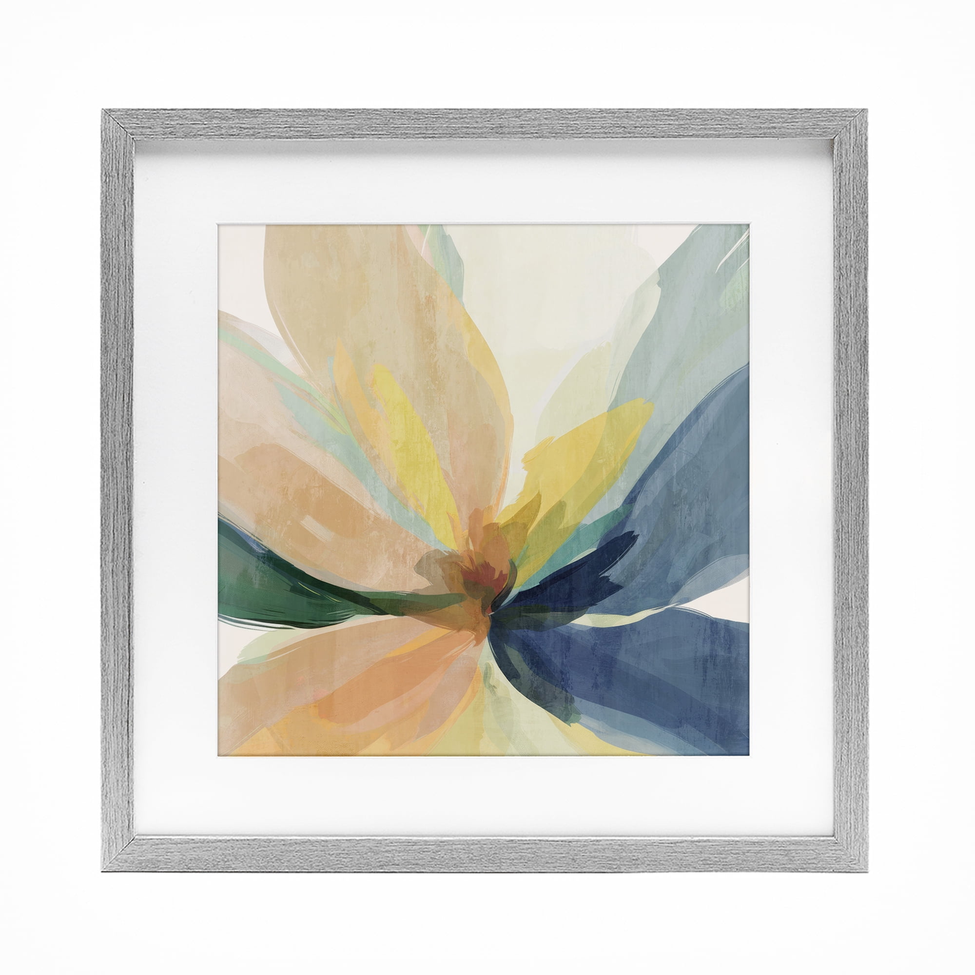 Flared Abstract Neutral Petals Gray Framed Print Under Glass, design by Irena Orlov