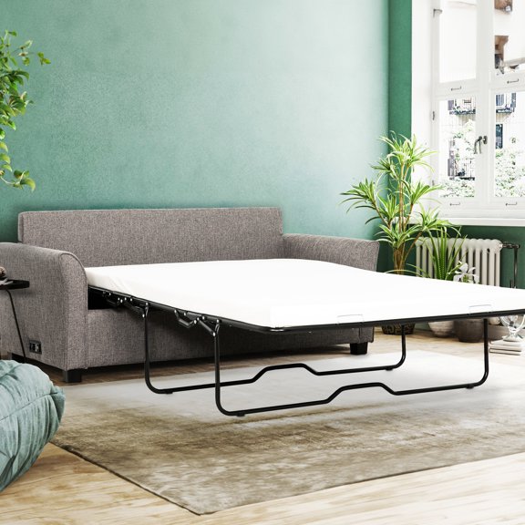 Flared Arms Sofa - Easy Conversion - Home Living Area - Convenient Charging for Devices