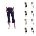 thumbnail image 1 of Flared Capri Pants for Women Spring Summer Elastic High Waist Wide Leg Cropped Pants Capris with Pockets, 1 of 6