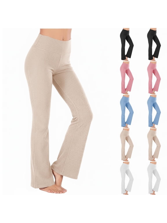 Flared Leg Yoga Pants for Womens High Waisted Stretchy Casual Sports Long Leggings