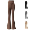 thumbnail image 1 of Flared Leggings for Girl Elastic High Waist Dressy Bottom Flare Yoga Pants Solid Color Stretchy Sports Casual School Uniformss Pants Brown Sizes 9-10 Y, 1 of 6