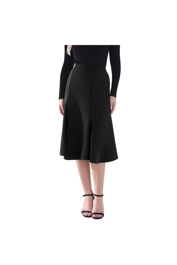 Flared Midi Skirt for Women Elastic Waist A Line Swing Skirt Casual Office Workwear Modest Long Skirts
