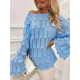 thumbnail image 1 of Flared Sleeves Slash Neck Sweater (XL, Blue), 1 of 4