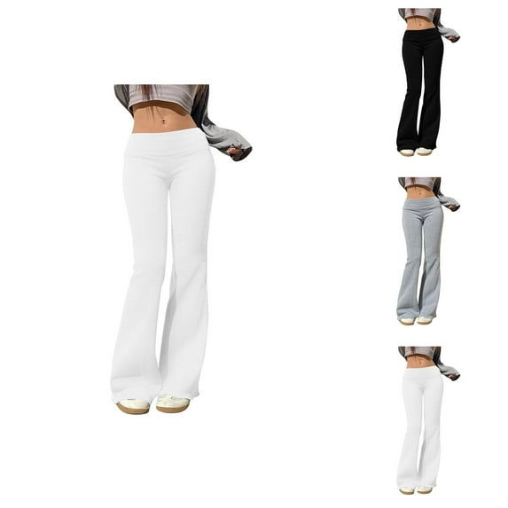 Flared Sweatpants for Women 2025 Fall Winter Low Waist Slim Fit Floor Length Casual Pants Trousers