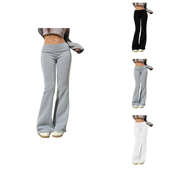 Flared Sweatpants for Women 2025 Fall Winter Low Waist Slim Fit Floor Length Casual Pants Trousers