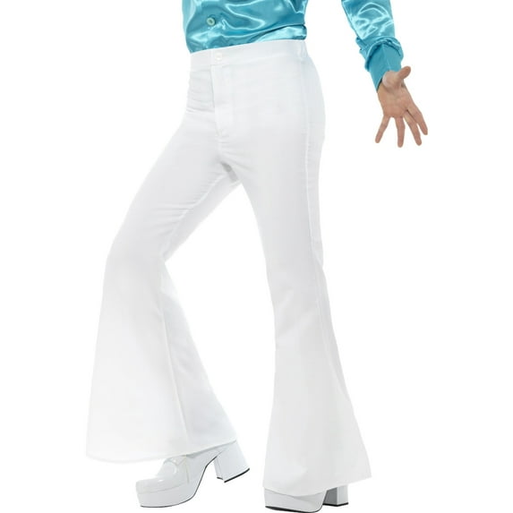 Men's 70s Groovy Disco Fever Flared White Pants Costume X-Large 46-48