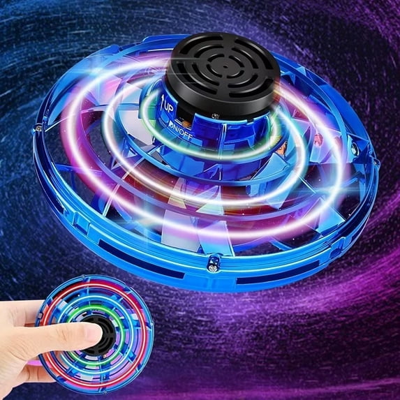 Flaremore 2PCS Cool Kids Light Up Toys, Hand Operated UFO s,Mini Flying Orb with Lights,Hover Boomerang Spinner,Xmas Birthday Gifts for Adult Teen,Indoor Outdoor Stocking Stuffers