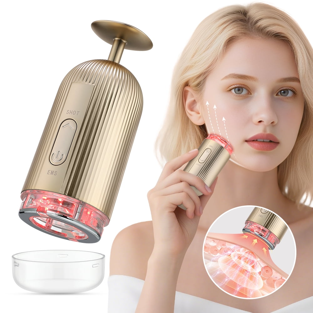 Flaremore 4-in-1 Microcurrent Facial Device for Neck and Face Massager, Portable Face Device for Skin Care, Double Chin, Wrinkle Reduction and Firming, USB / Rechargeable Microcurrent Face Lift
