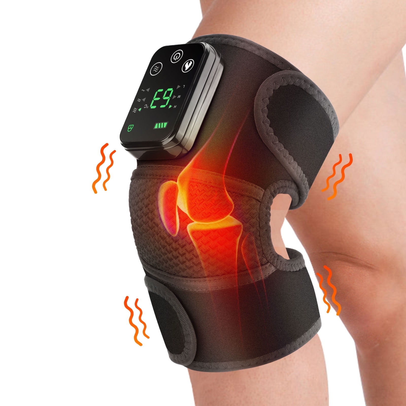 Flaremore Cordless Heated Knee Massager with Heat and Vibration,Shoulder Heating Pads Elbow Brace 3 in 1,Heated Knee Brace Wrap for Men Women