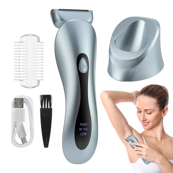Flaremore Electric Razor for Women, Painless Womens Electric Shaver, Low Noise Bikini Trimmer Body Hair Removal Wet/Dry Cordless Epilator with LCD Display & Charging Stand for Legs Arm Underarms