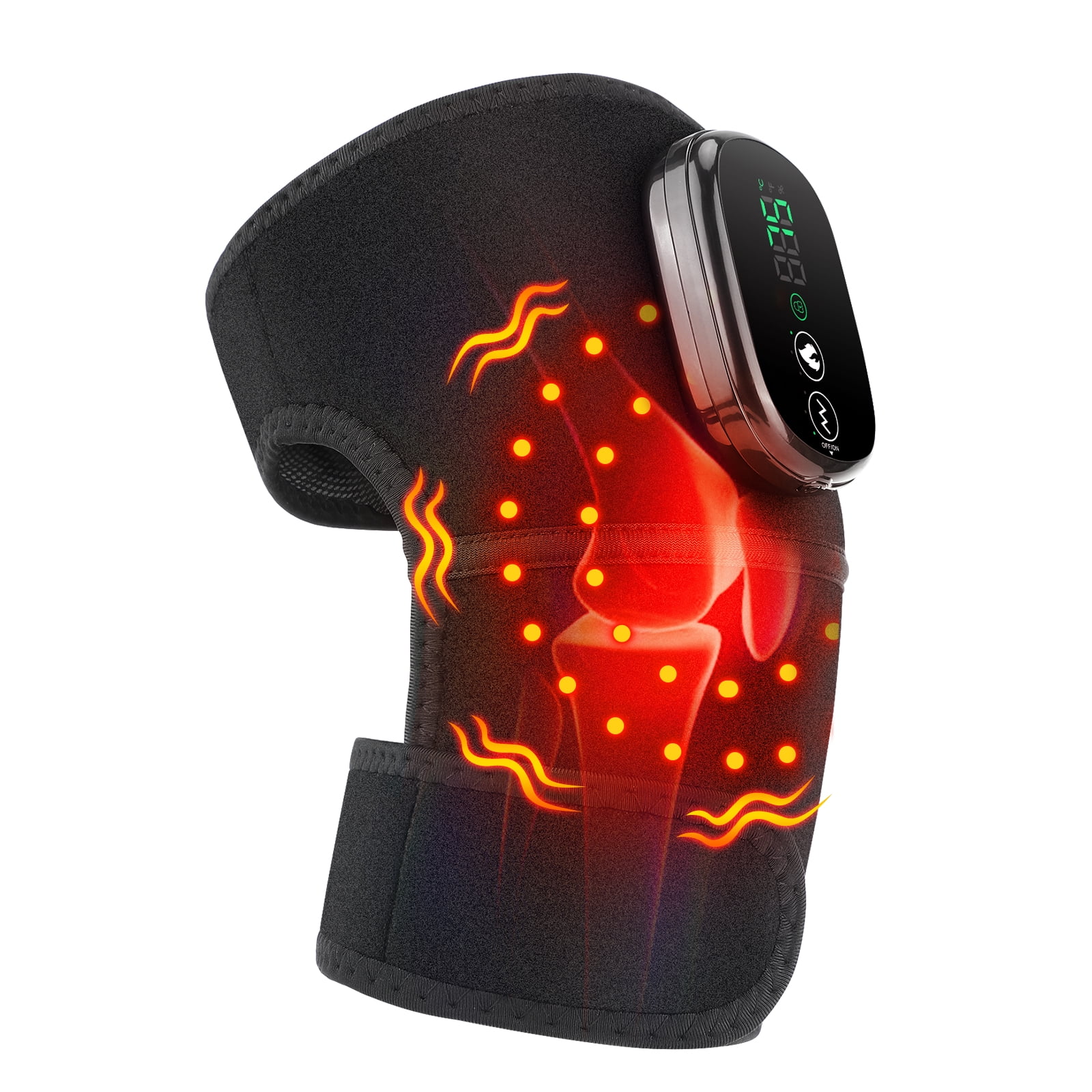 Flaremore Heating Knee Massager,Knee Shoulder Elbow 3-in-1 Heating Vibration Massager,Portable Wireless Heated Knee Brace Wrap Relax for Office,Study,Black 1PCS