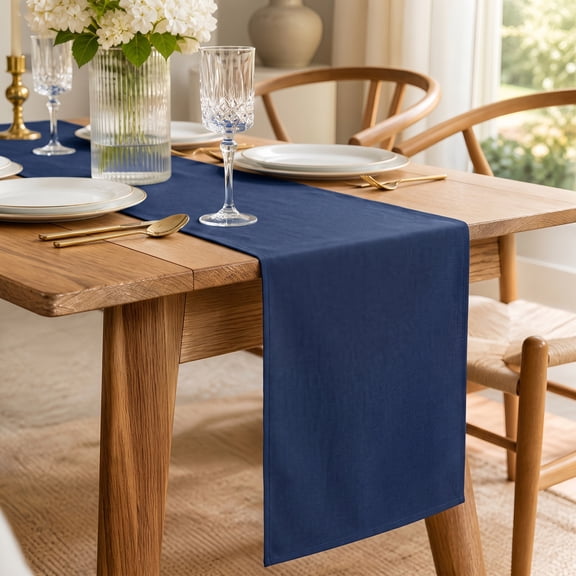 Flarhetoric 3 Pack 12x72 Inch Solid Blue Polyester Table Runners – Rustic Farmhouse Dining Room Decor for Holiday, Party & Banquet – Washable, Reusable, Durable – Color: Blue