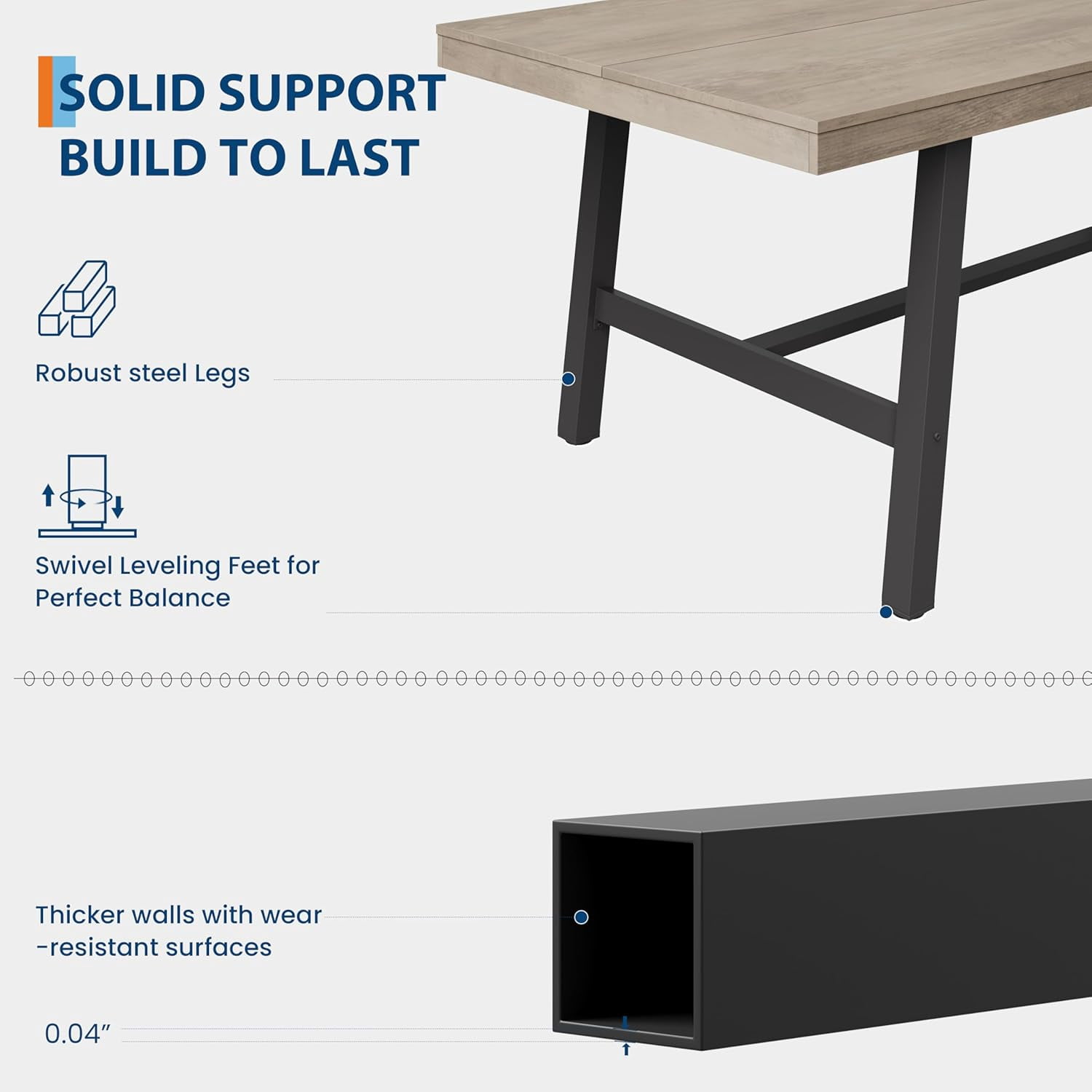 Flarhetoric Industrial Dining Table for 6-8 - 79