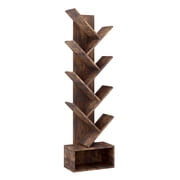 Flarhetoric Space-Saving 8-Tier Tree Bookshelf, Modern Floor Bookcase with Storage, Display Rack for Living Room, Bedroom, Home Office, Tiger Wood