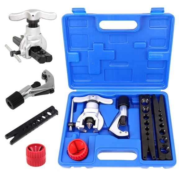 Flaring Tool Kit 3/16-3/4 5-19mm 45 Eccentric Tubing Flare Tool with Deburring Tool Cutter for Copper Pipe Hvac Refrigerant Brake Line (5 in 1 Set)