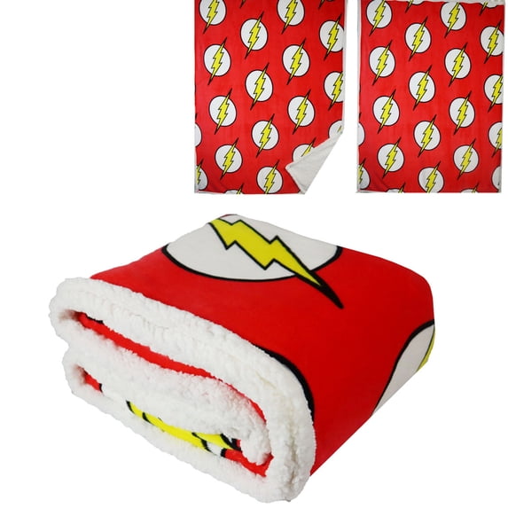 Flash 805673 DC Comics Flash Symbol All Over Thick Micro Sherpa Throw Blanket
