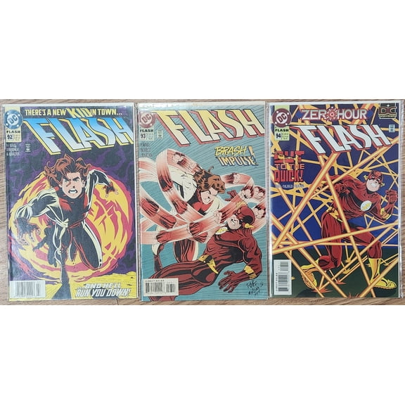 Flash # 92 - 94 (1st Barry Allen / Impulse) Complete 3 Issue Comic Book Story Arc