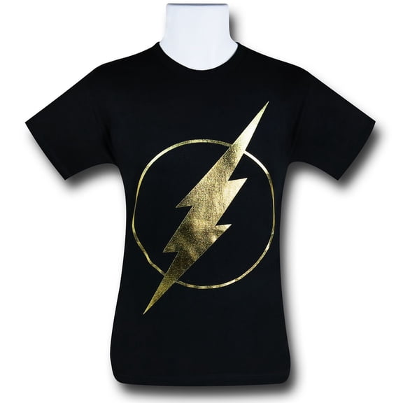 Flash Black Gold Symbol 30 Single T-Shirt-Men's XLarge
