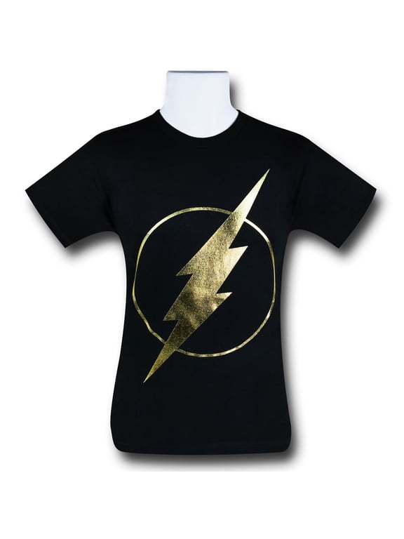 Flash Black Gold Symbol 30 Single T-Shirt-Men's XLarge