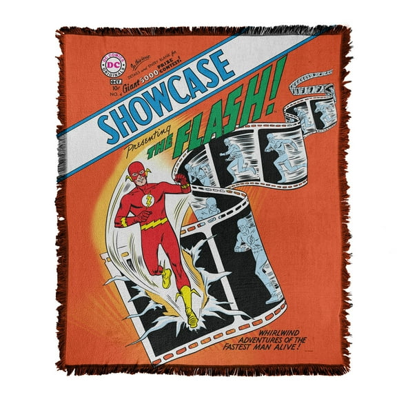 Flash Blanket, 50'x60' Flash Comic Cover Woven Tapestry Cotton Blend Fringed Throw