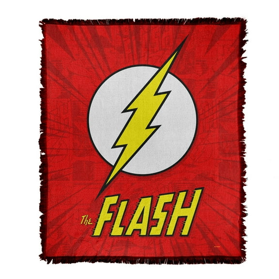 Flash Blanket, 50'x60' The Flash Action Logo Woven Tapestry Cotton Blend Fringed Throw