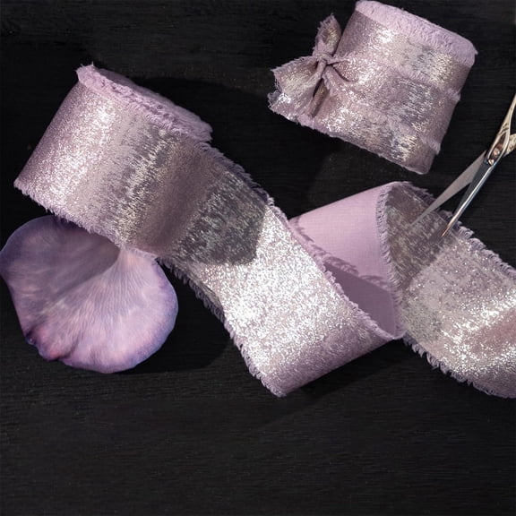 Flash Bronzing Chiffon Hand Tear Rawer Ribbon Silk Hand Edged Christmas Bow Wedding Invitation Decoration