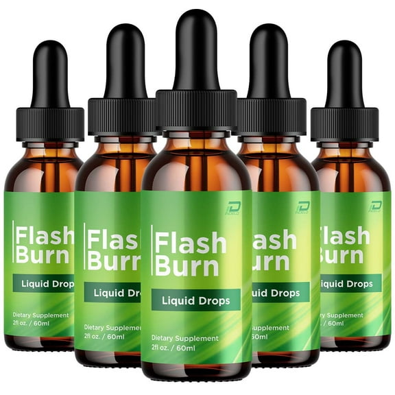 Flash Burn Drops Healthy Formula - FlashBurn Liquid All Natural Healthy Levels, Extra Strength, Flash Burn Reviews, 5 Pack, 5 Month Supply