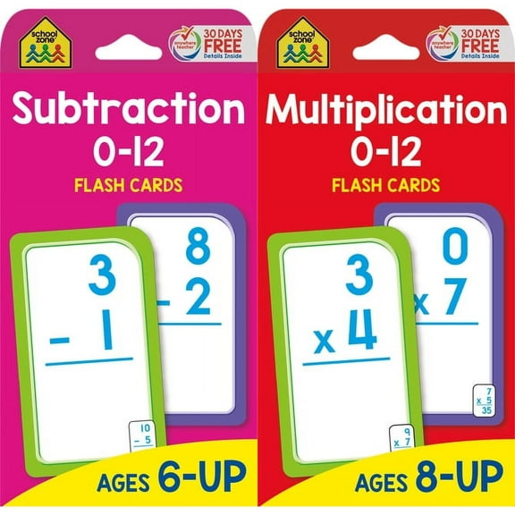 Flash Card Set: Flash Card: Multiplication 0 -12: Flashcards (Other) + Flash Card: Subtraction 0-12 Flash Cards (Other)