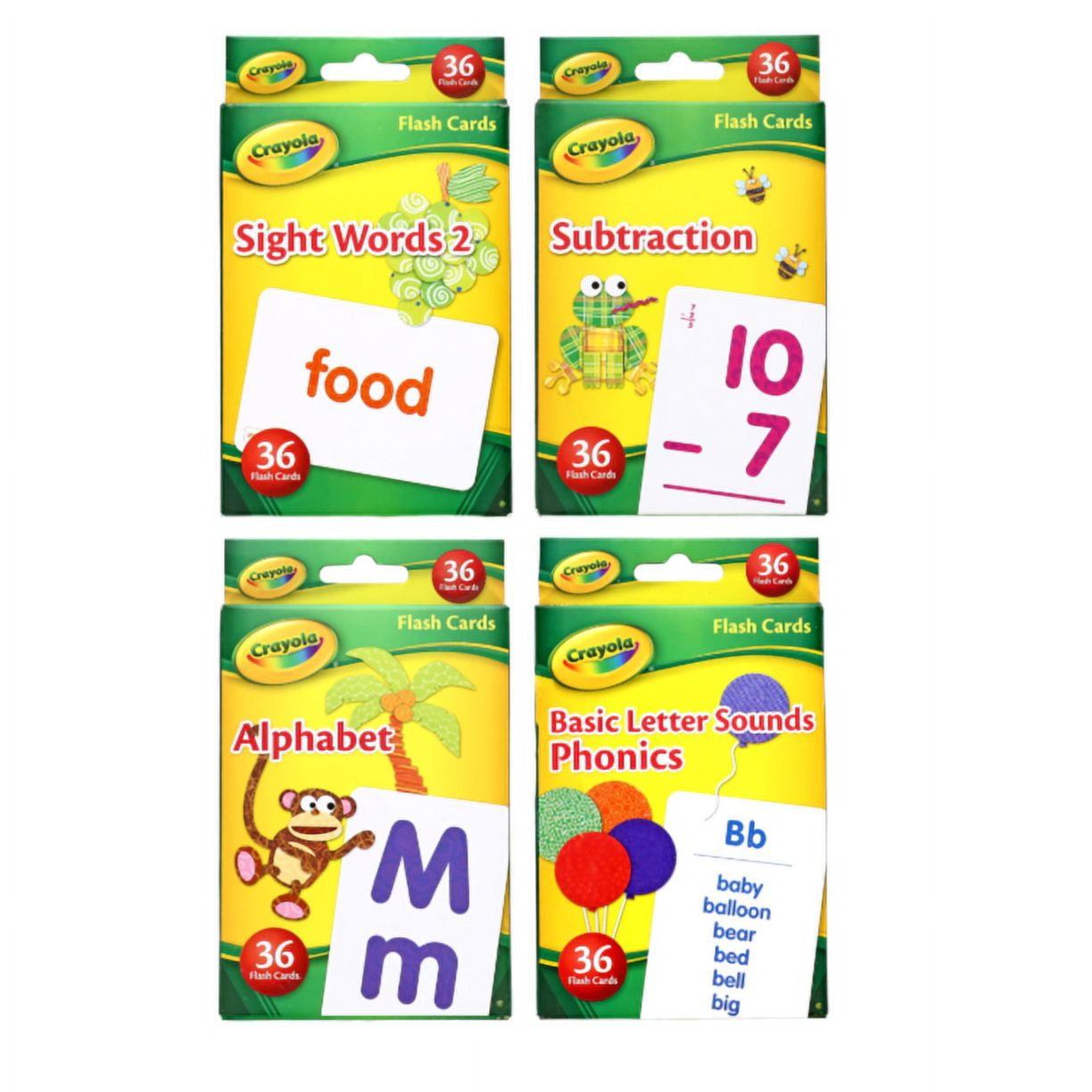 Flash Cards 36-ct. Box 4 Packs- Learn Phonics, Colors & Shapes, Counting,  and Alphabet Fun Learning & Educational Flashcards Toys Preschool Picture  
