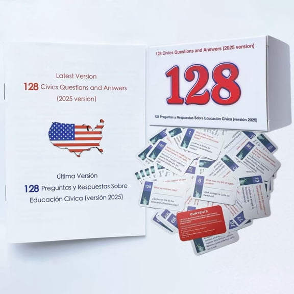 Flash Cards Civics Questions & Answers, Civics Test Flash Cards Bilingual Booklet Combo Set - Tarjetas de ciudadania ingls y espaol, Naturalization Study Guide
