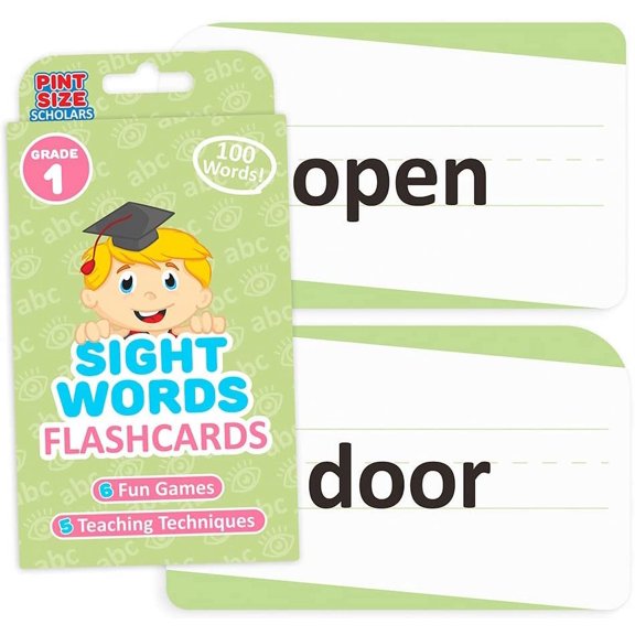 Flash Cards, Sight Words Flashcards for Reading Readiness, 100 Pack - Lined & Double-Sided Phonics Word Learning Tools - Prep for Preschool, Kindergarten, Elementary, Home School