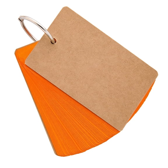Flash Cards for Studying Blank Index Cards with Metal Ring Lined Note Cards for Memorization Vocabulary Exam Prep Students Teachers Professionals 3x5 Inch White Cardstock,Orange