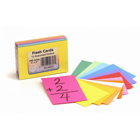 Hygloss Products Bright Blank Flash Cards - Great Study Tool - Multitude of Uses - 20 Each of 5 Assorted Colors - 3” x 9” - 100 Cards (43910)