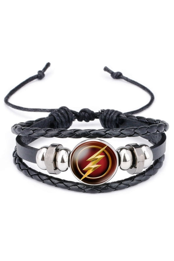 Flash Comic Book Character Glass Domed Braided Bracelet