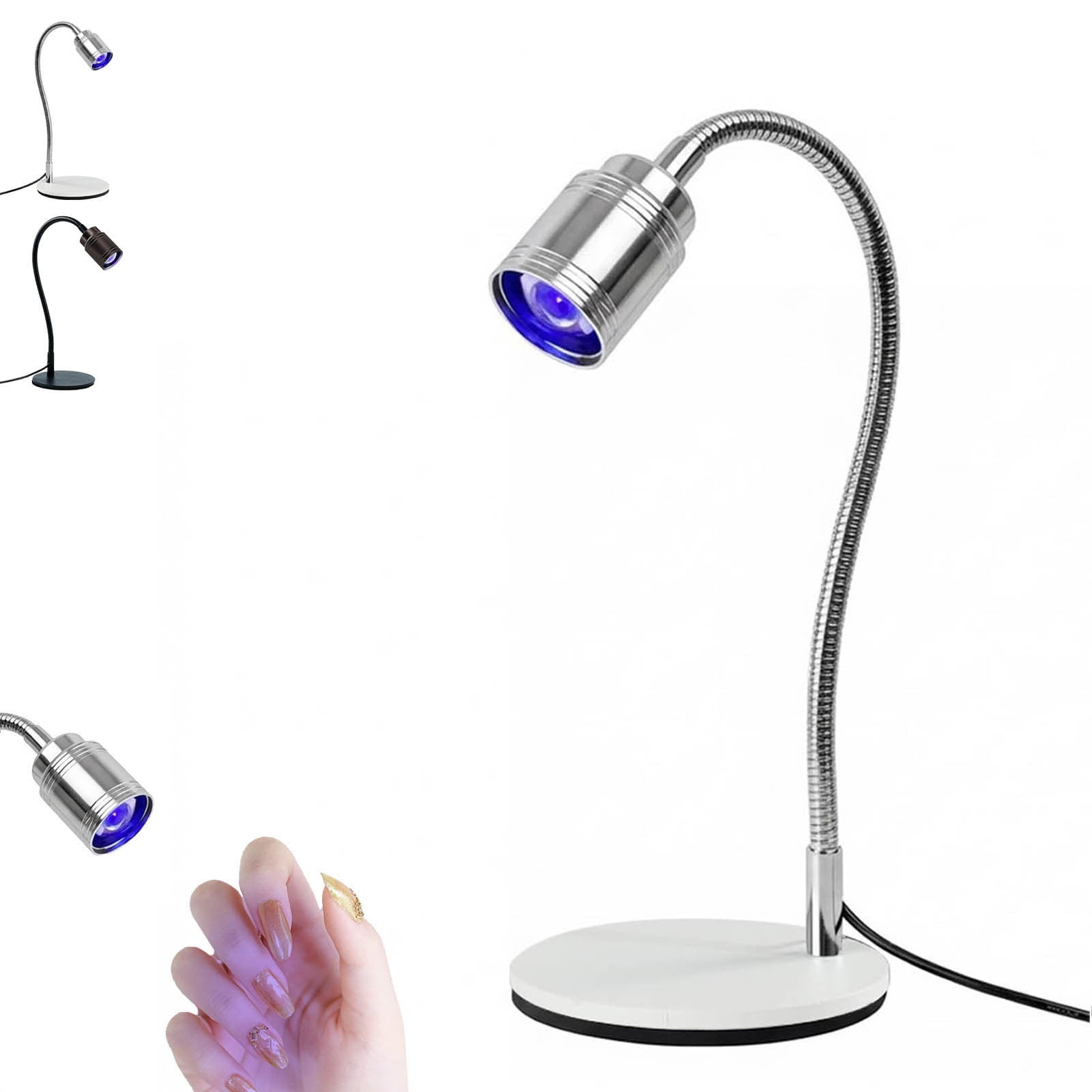 Flash Cure Nail Lamp,Hands-Free UV LED Nail Lamp - 360 Flexible Gooseneck Flash Cure Light for Nail Extensions, 3D Nail Art & Tip Application - Heavy Duty Base, USB Powered